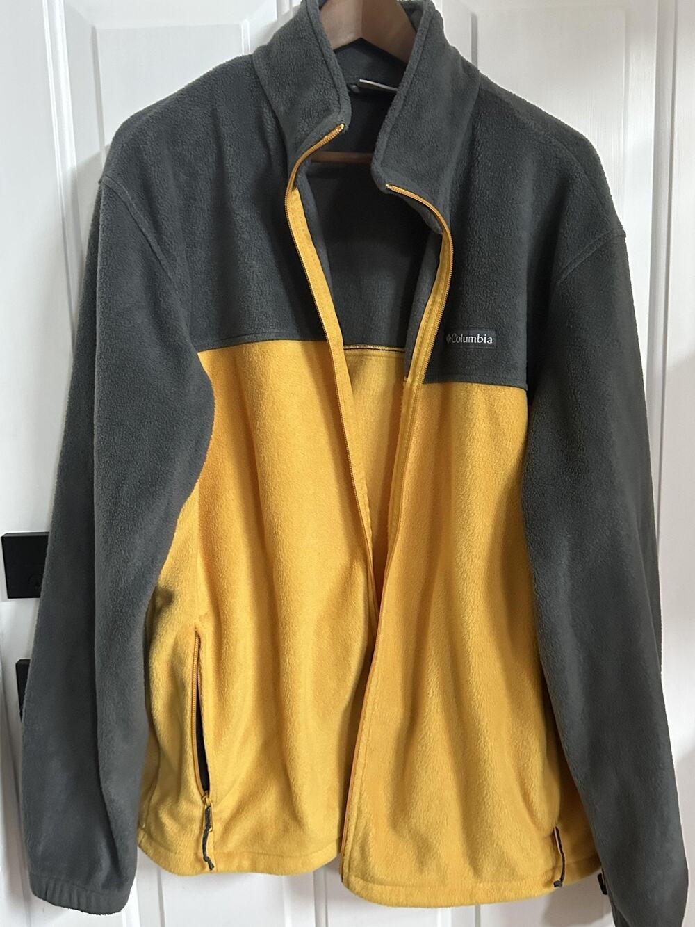 Columbia Jacket Mens XL Yellow Gray Fleece Full Zip Outdoor Casual WM3220